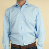 Classic Fit, Cut-away Collar, Double Cuff Shirt in a Plain Sky Blue Poplin Cotton