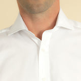 Classic Fit, Cut-away Collar, Double Cuff Shirt in a Plain White Poplin Cotton