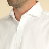 Classic Fit, Cut-away Collar, Double Cuff Shirt in a Satin Stripe White-On-White Cotton