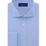 Classic Fit, Cutaway Collar, Double Cuff Shirt in a Plain Ice Blue Cotton