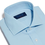 Classic Fit, Cutaway Collar, Double Cuff Shirt in a Plain Ice Blue Poplin Cotton