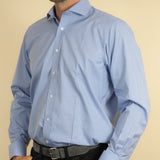 Classic Fit, Cutaway Collar, Double Cuff Shirt in a Plain Navy & White Micro Houndstooth Cotton