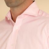 Classic Fit, Cutaway Collar, Double Cuff Shirt In Pink Fine Bengal Stripe