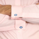Classic Fit, Cutaway Collar, Double Cuff Shirt In Pink Fine Bengal Stripe