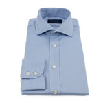 Classic Fit, Cutaway Collar, Two Button Cuff Shirt in Light Blue Twill