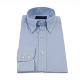 Contemporary Fit, Button Down Collar, 2 Button Cuff Shirt in a Blue Fine Oxford