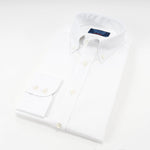 Contemporary Fit, Button Down Collar, 2 Button Cuff Shirt in a White Basket Weave
