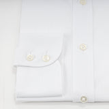Contemporary Fit, Button Down Collar, 2 Button Cuff Shirt in a White Basket Weave
