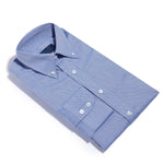 Contemporary Fit, Button Down Collar, 2 Button Cuff Shirt In Blue With Micro Diamonds