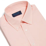 Contemporary Fit, Button Down Collar, 2 Button Cuff Shirt In Orange Micro Weave
