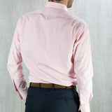 Contemporary Fit, Button Down Collar, 2 Button Cuff Shirt In Pink Gingham Check