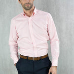 Contemporary Fit, Button Down Collar, 2 Button Cuff Shirt In Pink Gingham Check