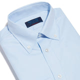 Contemporary Fit, Button Down Collar, 2 Button Cuff Shirt in Plain Light Blue