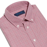 Contemporary Fit, Button Down Collar, 2 Button Cuff Shirt In Red Check