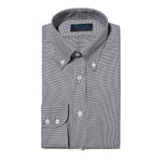 Contemporary Fit, Button Down Collar, Two Button Cuff Shirt In Black & White Micro Houndstooth
