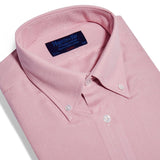 Contemporary Fit, Button Down Collar, Two Button Cuff Shirt In Pink Oxford