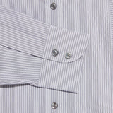 Contemporary Fit, Classic Collar, 2 Button Cuff Shirt in a Black & White Fine Stripe Poplin Cotton