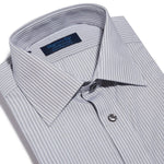Contemporary Fit, Classic Collar, 2 Button Cuff Shirt in a Black & White Fine Stripe Poplin Cotton