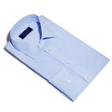 Contemporary Fit, Classic Collar, 2 Button Cuff Shirt in a Blue & White Fine Bengal Poplin Cotton - Hilditch & Key