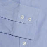 Contemporary Fit, Classic Collar, 2 Button Cuff Shirt in a Plain Blue End-On-End Cotton - Hilditch & Key