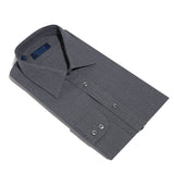 Contemporary Fit, Classic Collar, 2 Button Cuff Shirt in a Plain Grey & Black Houndstooth Cotton