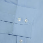 Contemporary Fit, Classic Collar, 2 Button Cuff Shirt in a Plain Sky Blue Poplin Cotton - Hilditch & Key