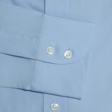 Contemporary Fit, Classic Collar, 2 Button Cuff Shirt in a Plain Sky Blue Poplin Cotton - Hilditch & Key