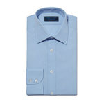 Contemporary Fit, Classic Collar, 2 Button Cuff Shirt in a Plain Sky Blue Poplin Cotton - Hilditch & Key