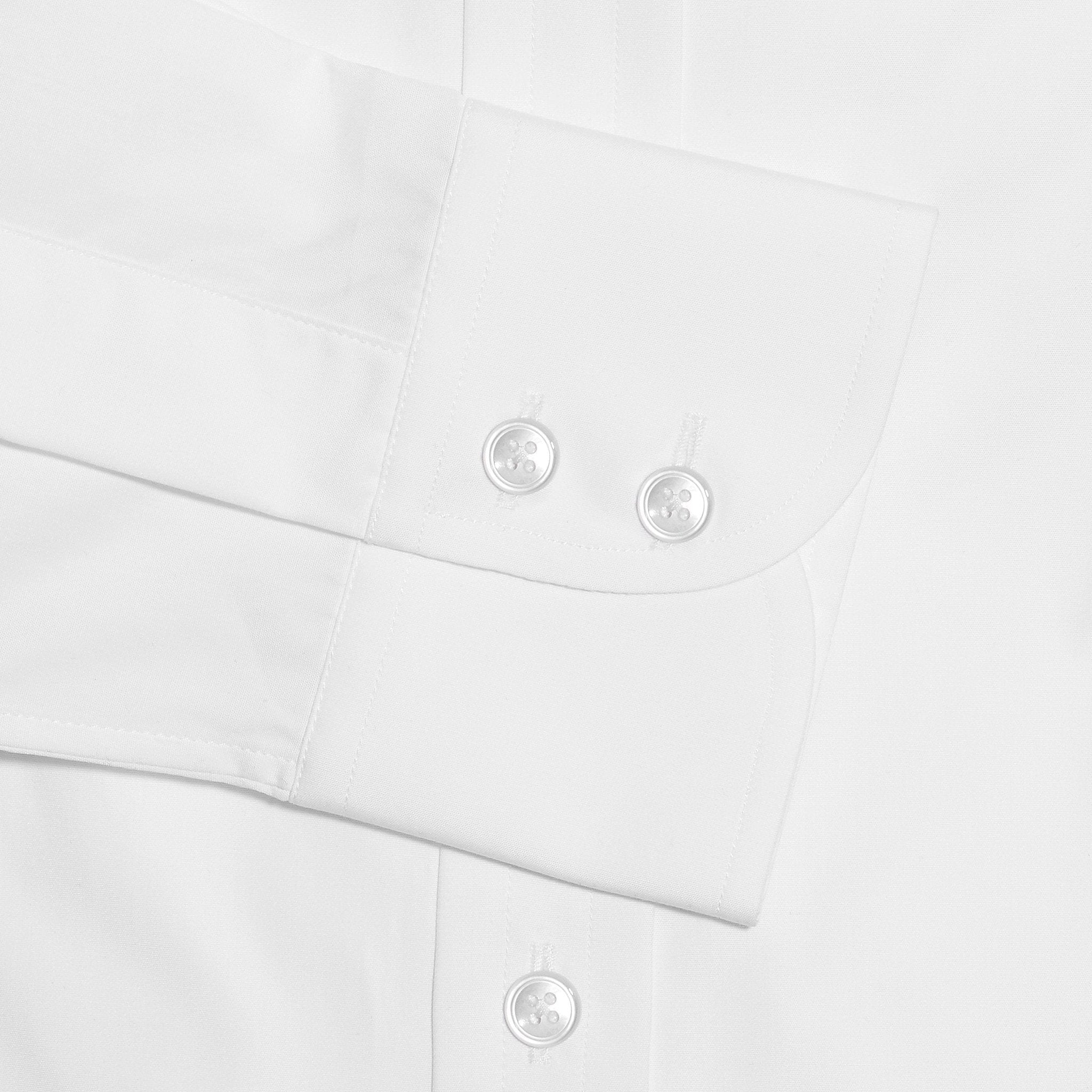 Contemporary Fit, Classic Collar, 2 Button Cuff Shirt in a Plain White Poplin Cotton - Hilditch & Key