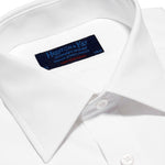 Contemporary Fit, Classic Collar, 2 Button Cuff Shirt in a Plain White Poplin Cotton - Hilditch & Key