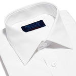 Contemporary Fit, Classic Collar, 2 Button Cuff Shirt in a Plain White Poplin Cotton - Hilditch & Key