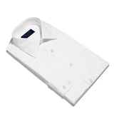 Contemporary Fit, Classic Collar, 2 Button Cuff Shirt in a Plain White Poplin Cotton - Hilditch & Key