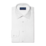 Contemporary Fit, Classic Collar, 2 Button Cuff Shirt in a Plain White Poplin Cotton - Hilditch & Key