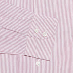 Contemporary Fit, Classic Collar, 2 Button Cuff Shirt in a Wine & White Fine Stripe Poplin Cotton