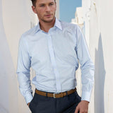 Contemporary Fit, Classic Collar, 2 Button Cuff Shirt In Sky Blue Hairline