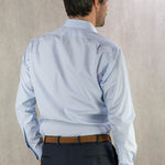 Contemporary Fit, Classic Collar, 2 Button Cuff Shirt In Sky Blue Hairline