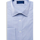 Contemporary Fit, Classic Collar, Double Cuff in Blue & Wine Satin Stripe