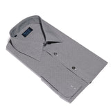 Contemporary Fit, Classic Collar, Double Cuff Shirt in a Black & White Dot Check Twill Cotton