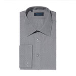 Contemporary Fit, Classic Collar, Double Cuff Shirt in a Black & White Dot Check Twill Cotton