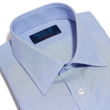 Contemporary Fit, Classic Collar, Double Cuff Shirt in a Blue End On End Cotton - Hilditch & Key