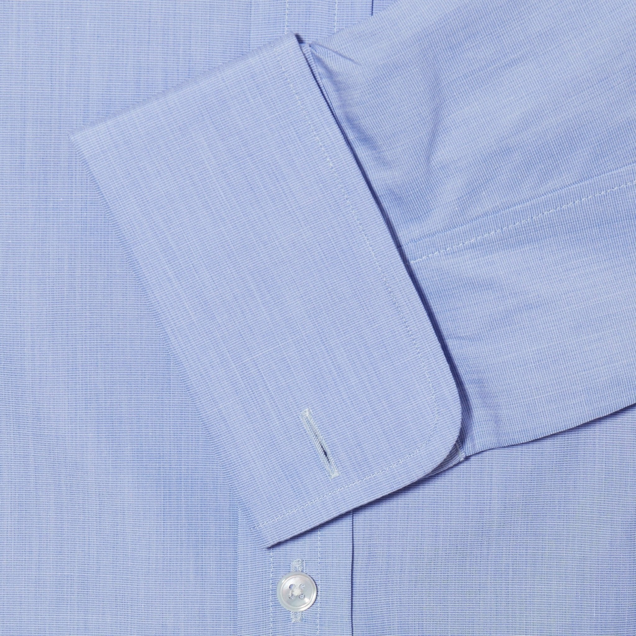 Contemporary Fit, Classic Collar, Double Cuff Shirt in a Blue End On End Cotton - Hilditch & Key