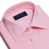 Contemporary Fit, Classic Collar, Double Cuff Shirt in a Pink & White Gingham Check Zephyr Cotton