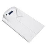 Contemporary Fit, Classic Collar, Double Cuff White Poplin Cotton Shirt with a Narrow Pleated Front - Hilditch & Key