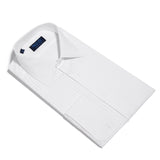 Contemporary Fit, Classic Collar, Double Cuff White Poplin Cotton Shirt with a Narrow Pleated Front - Hilditch & Key