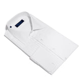 Contemporary Fit, Classic Collar, Double Cuff White Poplin Cotton Shirt with a Wide Pleated Front - Hilditch & Key