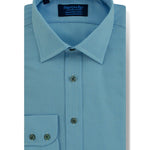 Contemporary Fit, Classic Collar, Two Button Cuff in Blue & White Houndstooth