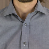 Contemporary Fit, Cut-away Collar, 2 Button Cuff Shirt in a Black & White Check Poplin Cotton