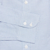 Contemporary Fit, Cut-away Collar, 2 Button Cuff Shirt in a Blue, Navy & White Small Check Twill Cotton