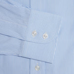 Contemporary Fit, Cut-away Collar, 2 Button Cuff Shirt in a Blue & White Fine Bengal Poplin Cotton - Hilditch & Key