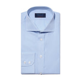 Contemporary Fit, Cut-away Collar, 2 Button Cuff Shirt in a Blue & White Fine Bengal Poplin Cotton - Hilditch & Key